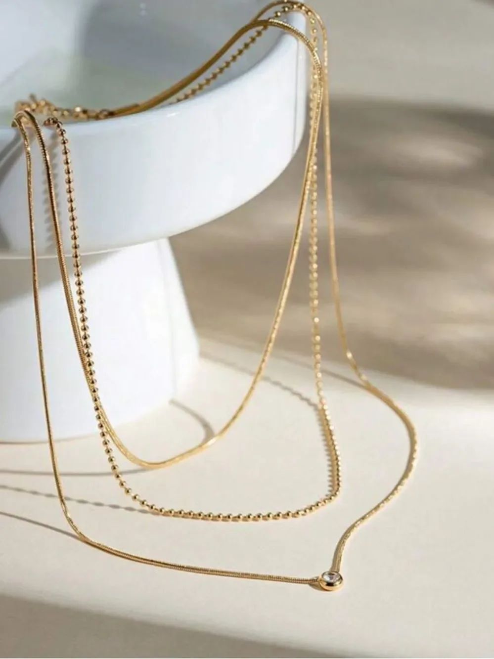 Gold Layered Necklace Set R549 - Picture 2 of 4